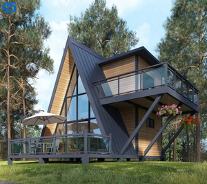 A-Frame Waterproof Steel Wood Container Prefab <strong>Wooden</strong> <strong>House</strong> for Apartment Villas or Hotels - Product Image 2