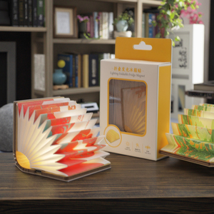 Mini Foldable Luminous Wooden Book Light Strong Suction Creative Fridge Magnet Design Mid-Autumn Promotional Business Gift