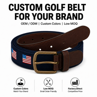 Ceintures de golf et de sport en cuir véritable et toile brodée au point d'aiguille avec logo personnalisé de haute qualité pour clubs de golf OEM ODM