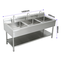 Wastafel Stainless Steel Ukuran Khusus Komersial Industri Buatan Tangan dengan Pengelasan, Wastafel Dapur Stainless Steel Double Bowl