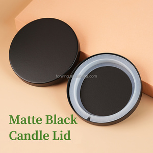 Couvercle de bougie en métal en fer <span class=keywords><strong>noir</strong></span> mat Extrémité facile à ouvrir Antipoussière et scellé avec logo personnalisé Bougie parfumée Couvertures décoratives Tops - Product Image 1