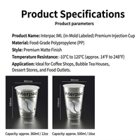 Gobelets à bulles personnalisés IML |   Gobelets en plastique PP avec étiquettes moulées en place et couvercles pour boba |   Fabricant de gobelets personnalisés avec logo