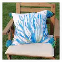Nouveau coussin de chaise d'extérieur d'été, thème marin et corail, avec broderie animale et fermeture éclair dissimulée, pour décoration intérieure
