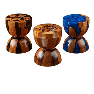 Nouveau brûleur à bakhoor FAIZA CRAFT FC-8503 en bois d'acacia et résine époxy, fait main, durable, logo personnalisable, parfum du Moyen-Orient - Product Image 1