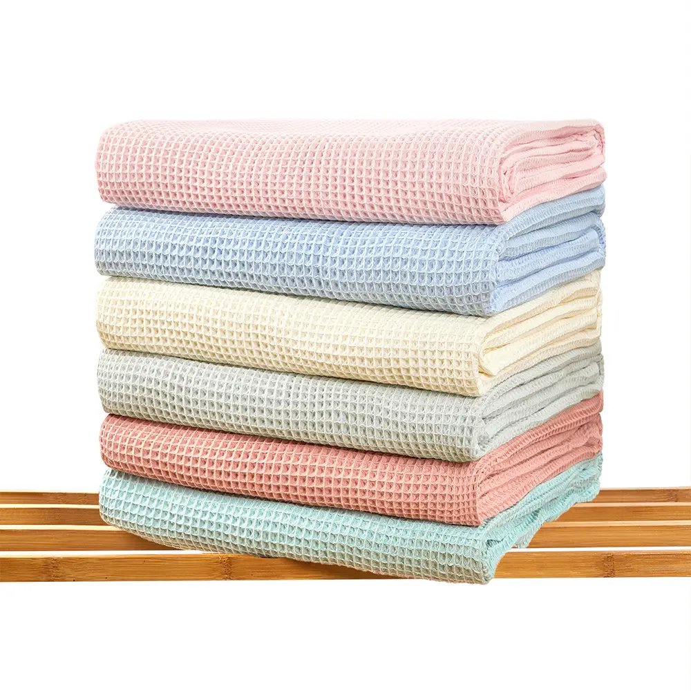 100% Ultra-Soft Cotton Waffle Baby Blanket Breathable Comfortable Swaddling Receiving Sleep Blankets