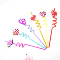 Pailles spirales réutilisables ajustables en plastique PVC et silicone, modèle Abeille, 3D, Romance, Anime, Rétro, Noël, Letterpress, Fournitures promotionnelles