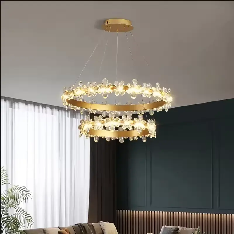 modern luxury crystal circles hanging chandelier