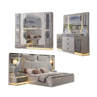 Coiffeuse Design de Luxe avec Meuble de Rangement, Mobilier de Chambre Moderne en Bois, Table de Maquillage avec Miroir LED