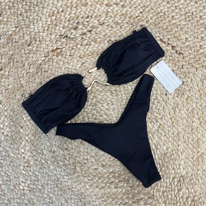 JSN Customize 2026 Bandeau Top <strong>Swimwear</strong> Sexy Lady Micro Mini Brazilian Bikini With Big Ring Women's Solid Bathing Suits - Product Image 4