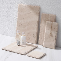 Plateau en marbre SAIDKOCC pour bijoux, nourriture et articles quotidiens, sculpture en pierre irrégulière, adapté pour le rangement à domicile, plateau de coiffeuse