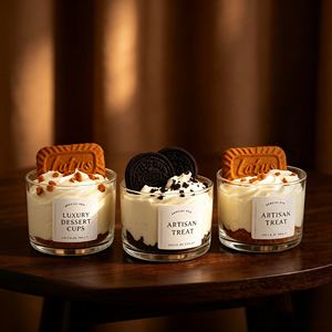 Realistic Mousse Dessert Cup Scented <b>Candle</b> With Lotus Biscuit And Oreo Topping Natural Soy Wax Glass Jar Aroma Gift <b>Candle</b> - Product Image 4
