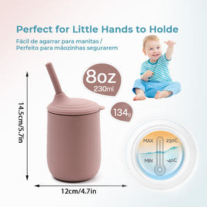 Ensemble de tasses et cuillères en silicone pour la maison, taille personnalisée, en silicone de qualité alimentaire, avec paille magique pour bébé, tasse d'apprentissage et gobelet d'eau pour tout-petits - Product Image 5