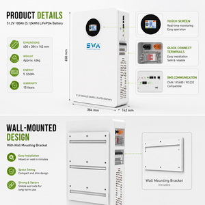 51,2V 100Ah 5kWh 48V 5kW BMS Pack Lifepo4 Wandmontage Solar Batterij Thuis Energie Opslagsysteem Lithium ESS 200Ah Back-up Batterij - Product Image 5