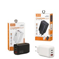 Adaptor Daya Pengisian Cepat USB-C 3 Port 145W EU/US Plug, Pengisi Daya Cepat Ponsel USB Type C, Charger Dinding PD Type-C 145W