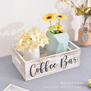 Boîte de rangement rectangulaire en bois avec poignée, boîte de rangement pour café, rangement et organisation de bureau à domicile, disponible en deux couleurs. - Product Image 4