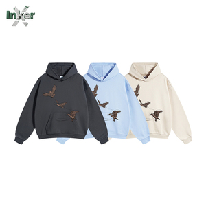 Sudadera con Capucha de Felpa Transpirable de Secado Rápido con Bordado de Tinta Blanca Estilo Americano para <span class=keywords><strong>Hombre</strong></span> y Mujer, Corte Regular/Oversize, Colección Año Nuevo 2025 - Product Image 5
