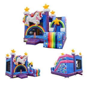 Unicorn Bouncy kaydıraklı oyun kalesi şişme ekonomik atlama kaleler yaşam dolu kale su geçirmez sıçrama ev çocuklar için - Product Image 2