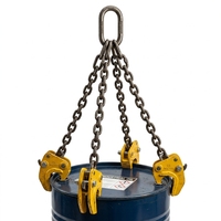 Pince de levage industrielle à 4 pattes en acier allié pour fûts d'huile, avec élingue à chaîne G80 et pinces à bec d'aigle, marque FuHua, diamètre max. 562 mm, pour fûts de 55 gallons