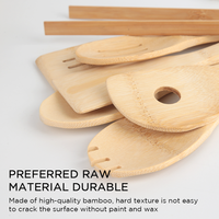 Accessoires de cuisine, outils, ensemble de 8 ustensiles de cuisine écologiques et durables en bambou naturel résistant à la chaleur avec support