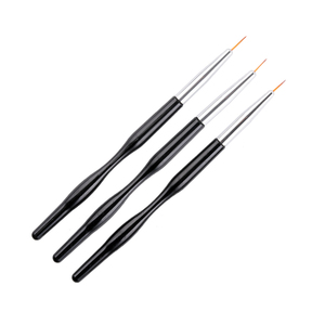 Ensemble de pinceaux à ongles avec manche en plastique noir, 3 tailles, poils en nylon, pour dessin, liner, peinture, outil de manucure en salon - Product Image 6