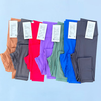 Hoge Taille Spandex Yoga Leggings Zacht Comfort Stretch Non-Front Naad Hardloopbroek Zijzakken Effen Print Heup-Lifting