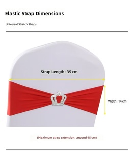 Housse de chaise en spandex de qualité supérieure avec boucle couronne, bande élastique universelle pour chaise, nœud sans attache pour la décoration de mariages, banquets et événements - Product Image 2