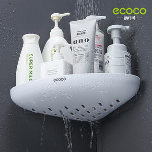 Estante de baño triangular de esquina para montar en la pared Ecoco, de 1 nivel, duradero, para almacenamiento en la ducha, el tocador y el inodoro. - Product Image 1