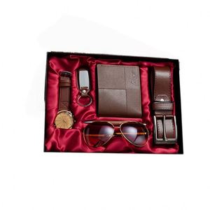 X527 Hbc Juego de Regalo Ejecutivo de Lujo para Hombre de 5 Piezas para Año Nuevo, Navidad, Acción de Gracias, Día del Padre - Cartera, Reloj, Cinturón, Gemelos, Gafas - Product Image 3