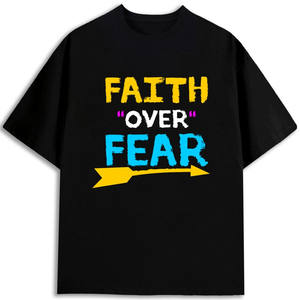 Camiseta Faith Over Fear para Hombre, 100% Algodón, Cuello Redondo, Manga Corta, Regalo Religioso, Impresión Serigráfica, Talla Adulto, Hecho en EE. UU. - Product Image 1