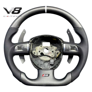 Volant en fibre de carbone véritable V8carbon pour A5 <span class=keywords><strong>S5</strong></span> RS5 B8, accessoires de voiture, pièces automobiles modifiées, style sport racing, personnalisé - Product Image 4
