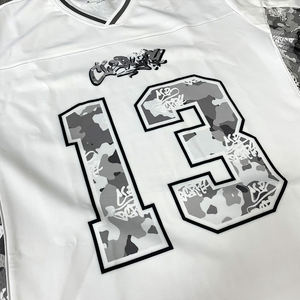 Camiseta de Fútbol Americana Retro con Mangas Cortas Desmontables, Diseño Personalizado con Parches, Estilo Urbano, Transpirable, Cuello en V, Poliéster/Algodón - Product Image 4