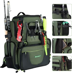 Mochila de pesca al aire libre de muestra gratis con soportes para caña, mochila impermeable para aparejos de pesca, bolsa de pesca con correas de hombro ocultas - Product Image 5