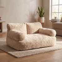 Canapé-lit pour chien rectangulaire en fourrure longue brun clair, chaud, confortable, luxueux et moelleux, avec rembourrage en polyester pour les grands chiens