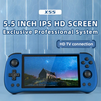 X55 5.5 pouces 1280*720 IPS écran lecteur de jeu portable 3D Joystick Console de jeu vidéo intégré dans 30 + simulateurs Consola jeu pour TV