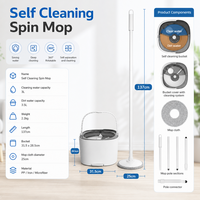 Ensemble serpillière électrique auto-nettoyante et seau avec tête rotative à 360° et séparation eau sale/eau propre pour le nettoyage des sols domestiques