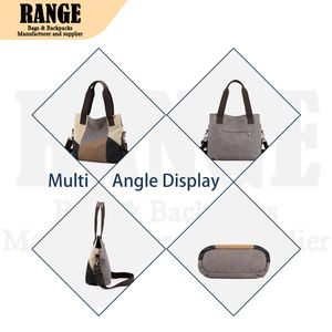 女式帆布手提包复古拼色单肩包女士学院包大容量适合日常休闲使用 - Product Image 3