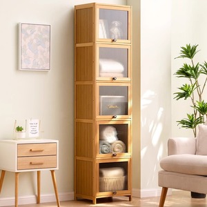 <b>Small</b> apartment family storage <b>cabinet</b>, multi-layer <b>cabinet</b> with doors, floor-standing dustproof storage <b>cabinet</b>, simple shelf - Product Image 1