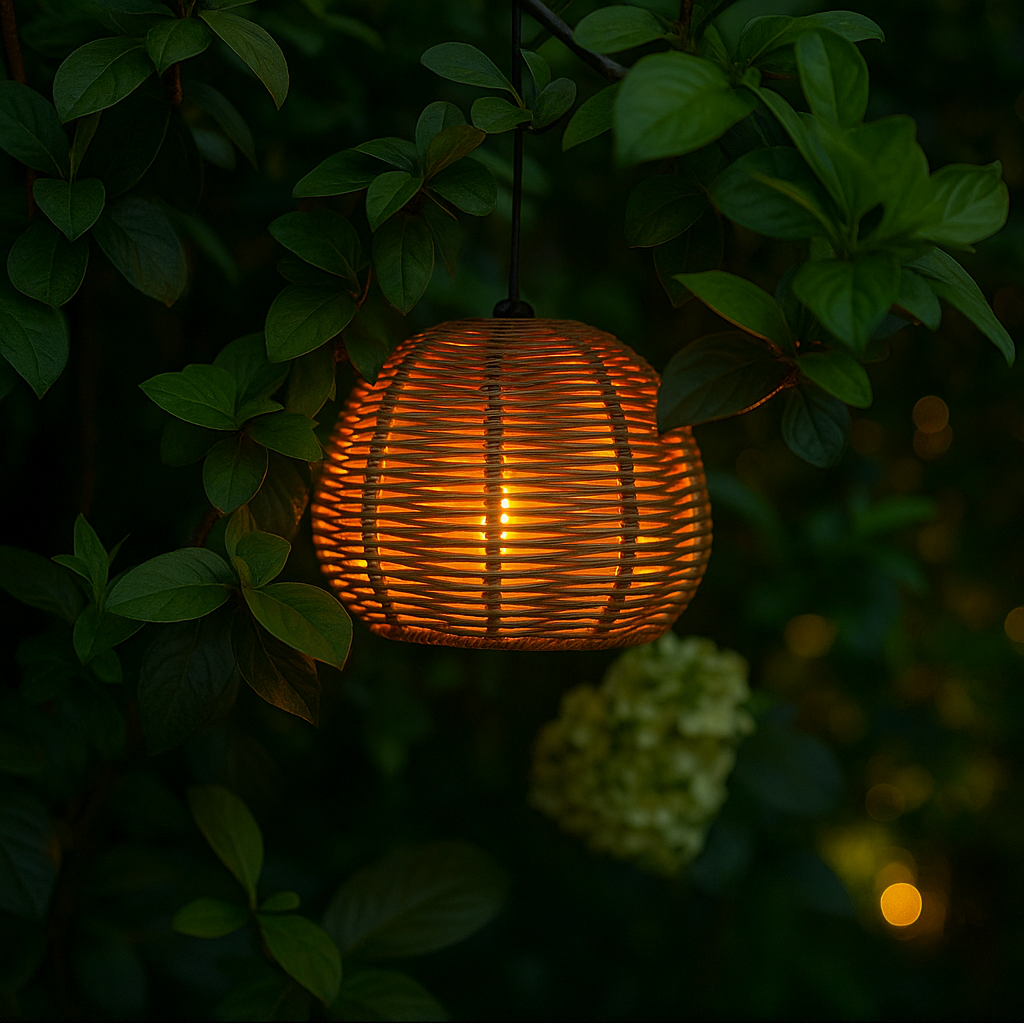 Kanlong Shade 21*21*15.5cm Hanging Hemp Rope Shade Lamp Outdoor Solar Garden Light · image 2