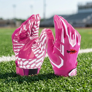 2025 Custom American Football Receiver Safety Gloves Full Palm Silicone Gripping Waterproof Stretch <b>Outdoor</b> Sports Unisex - Product Image 2
