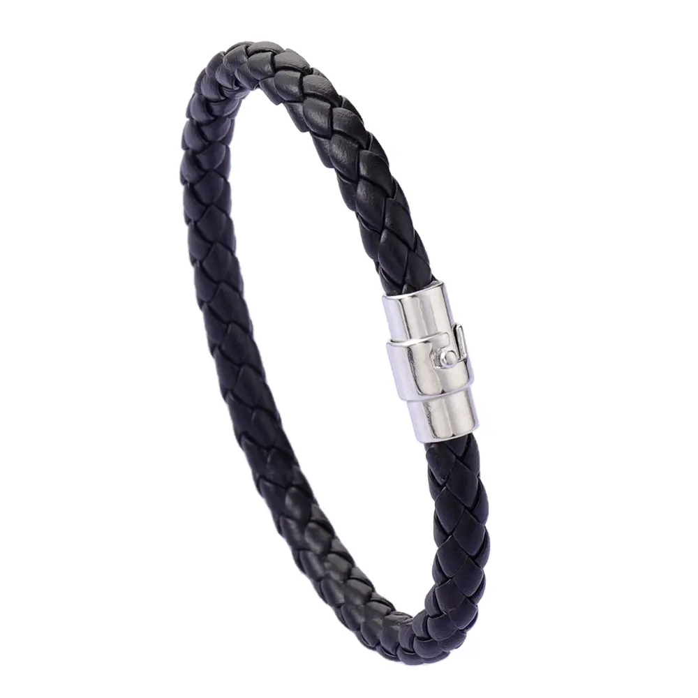 Hot Selling Magnetic Buckle Braided Leather Bracelet for Men Women Wrist Cuff Bracelet Men's Braided Double Leather Bracelet