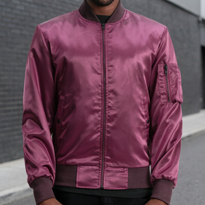 Custom Burgundy Purple Bomber <b>Jacket</b> Winter Warm Padded <b>Flight</b> Coat Fashion Casual Quilted Waterproof Fur Trim Pilot - Product Image 1