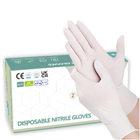 Gants en nitrile blancs jetables pour examen médical, sans poudre, pour travaux manuels