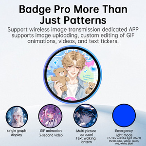 Mini-badge circulaire en plastique à clipser avec écran tactile et contrôle par application, idéal pour un cadeau d'anniversaire - Product Image 2