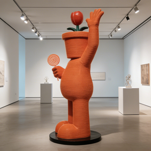 Figurine sculptée en résine personnalisée, style art populaire de dessin animé, en forme de pot, motif tulipe et sucette, pour décoration extérieure, jardin, maison, installation artistique et cadeaux - Product Image 4