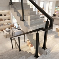 Poteau de balustrade en verre moderne en acier inoxydable 316 304 à fixation au sol pour système de balustrade en verre sans cadre Villa & Centre Commercial BNS