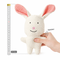 Jouet en peluche couineur lapin en velours côtelé OEM 14x27,5cm, animal en peluche avec visage brodé, en coton PP doux pour chats, chiens, bébés et enfants, cadeau