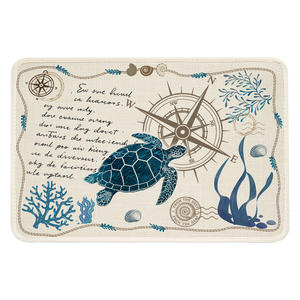 Alfombra de Baño con Diseño de Mapa Náutico de Tortugas, 40x60cm, 45x75cm, 50x80cm, 60x90cm, Antideslizante, de Secado Rápido y Absorbente - Product Image 1