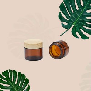 Tarros de Vidrio Ámbar Vacíos de 5g-100g con Logotipo Personalizado, con Tapa de Bambú, para Crema Facial y de Ojos, Envases para el Cuidado de la Piel - Product Image 4