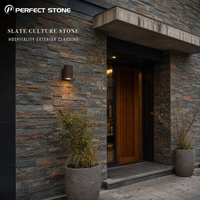 Revêtement mural extérieur en pierre naturelle PerfectStone, panneau de parement en ardoise empilée pour façade de villa, décoration murale de jardin