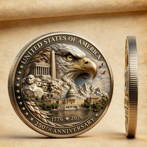 Moneda Conmemorativa <span class=keywords><strong>de</strong></span> Metal con Emblema <span class=keywords><strong>de</strong></span> Águila, Tema <span class=keywords><strong>Libertad</strong></span> y Guardián <span class=keywords><strong>de</strong></span> <span class=keywords><strong>la</strong></span> Fe, Souvenir Decorativo - Product Image 3